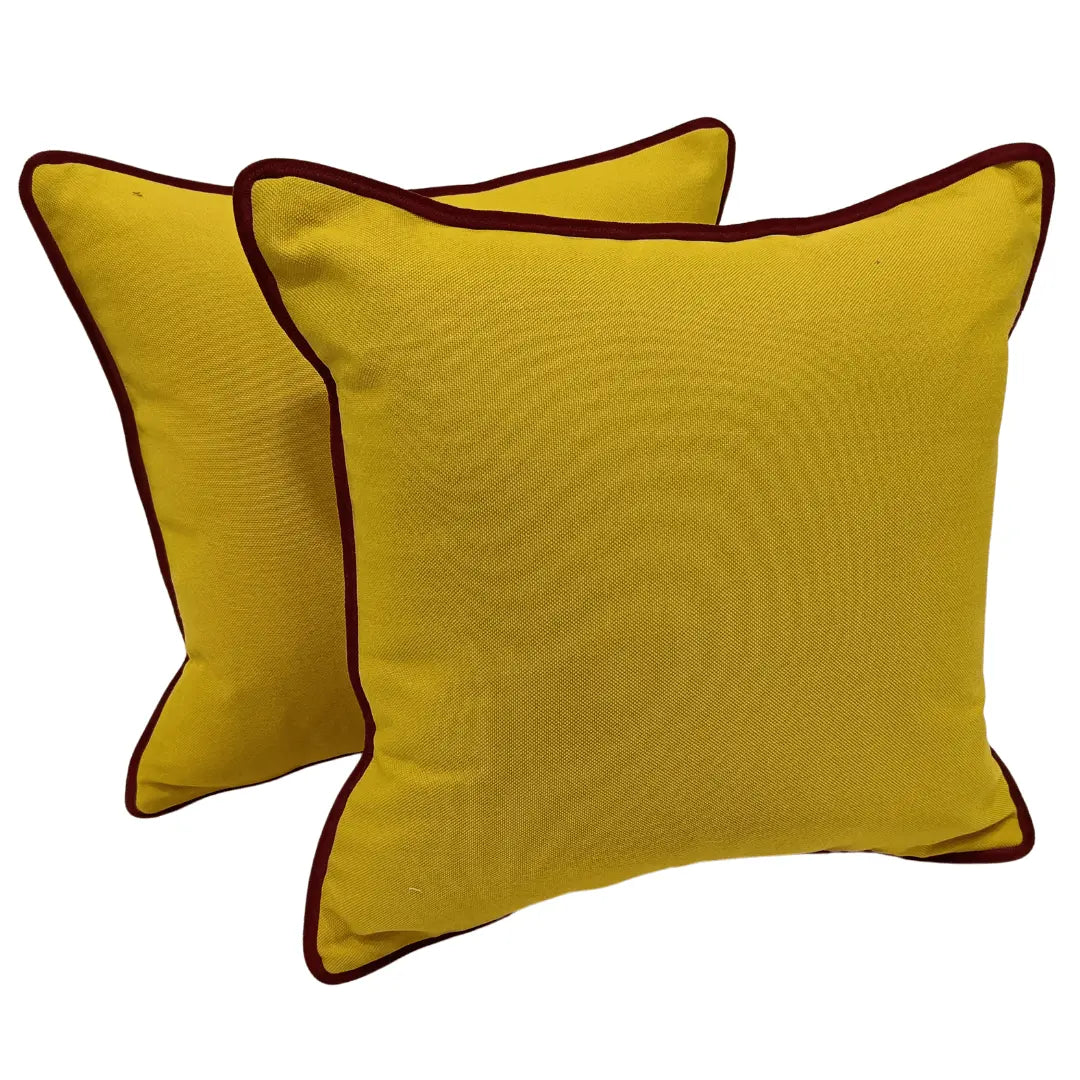 Vibrant Yellow with Contrast Trim Pillow Covers (16x16, Set of 2 | ZIPCushions