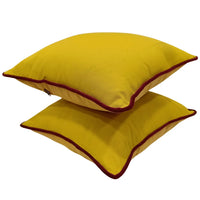 Vibrant Yellow with Contrast Trim Pillow Covers (16x16, Set of 2