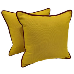 Vibrant Yellow with Contrast Trim Pillow Covers (16x16, Set of 2