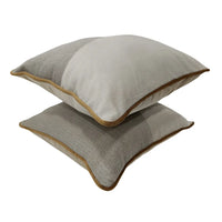 Taupe & Sand Panel Pillow Covers (16x16, Set of 2)