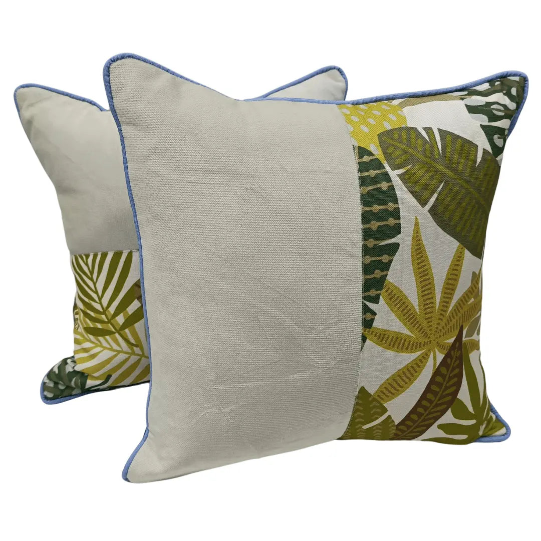 Tropical Print & Blue Accent Pillow Covers (16x16, Set of 2) | ZIPCushions