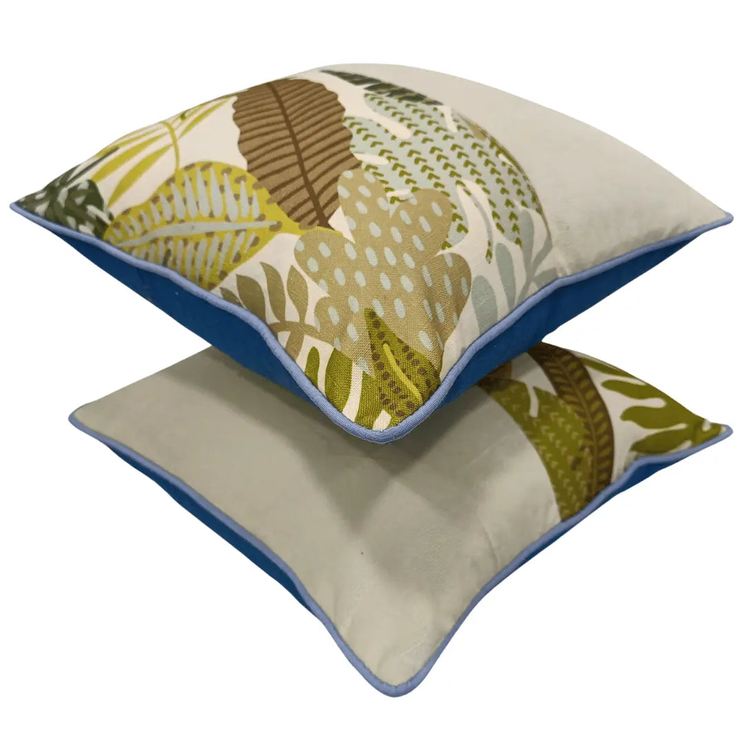 Tropical Print & Blue Accent Pillow Covers (16x16, Set of 2) | ZIPCushions - view 2