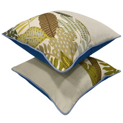 Tropical Print & Blue Accent Pillow Covers (16x16, Set of 2) - Alternate image