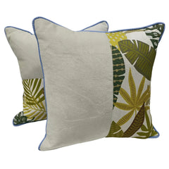 Tropical Print & Blue Accent Pillow Covers (16x16, Set of 2)