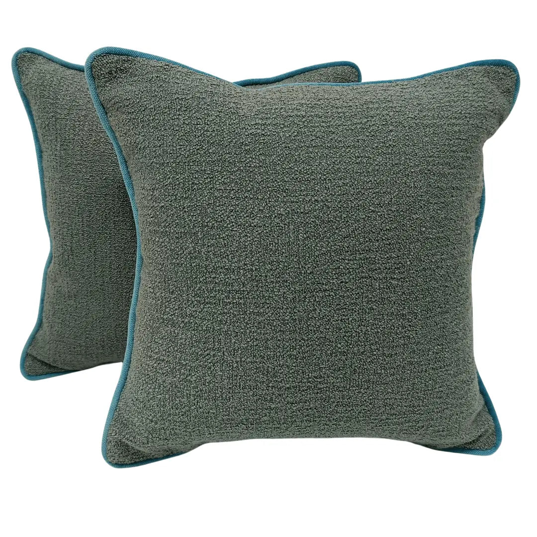 Charcoal & Teal Bouclé Pillow Covers (16x16, Set of 2) | ZIPCushions