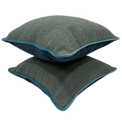 Charcoal & Teal Bouclé Pillow Covers (16x16, Set of 2) - Alternate image
