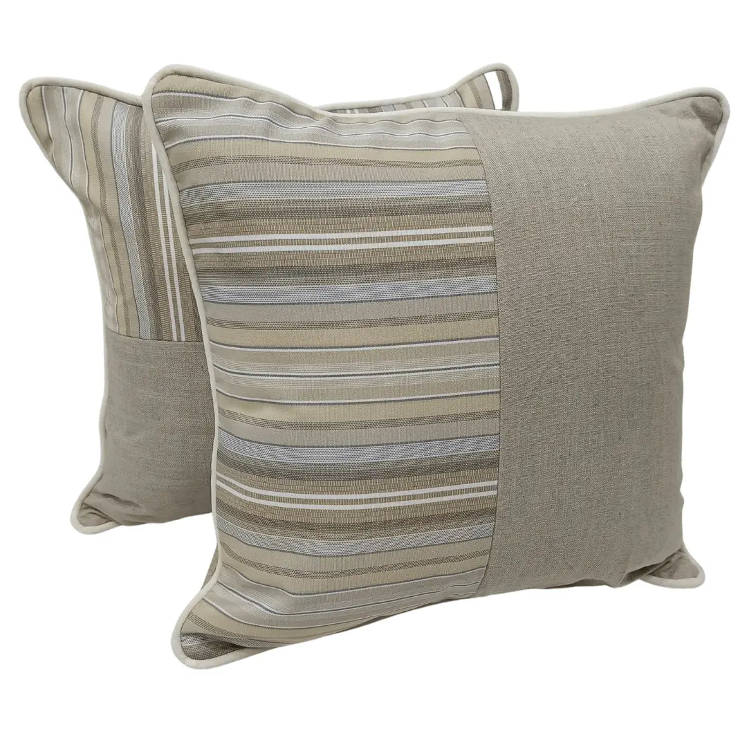 Beige & Striped Dual Tone Pillow Covers (16x16, Set of 2) | ZIPCushions