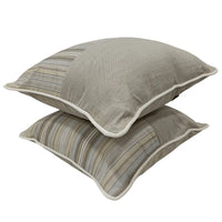Beige & Striped Dual Tone Pillow Covers (16x16, Set of 2)