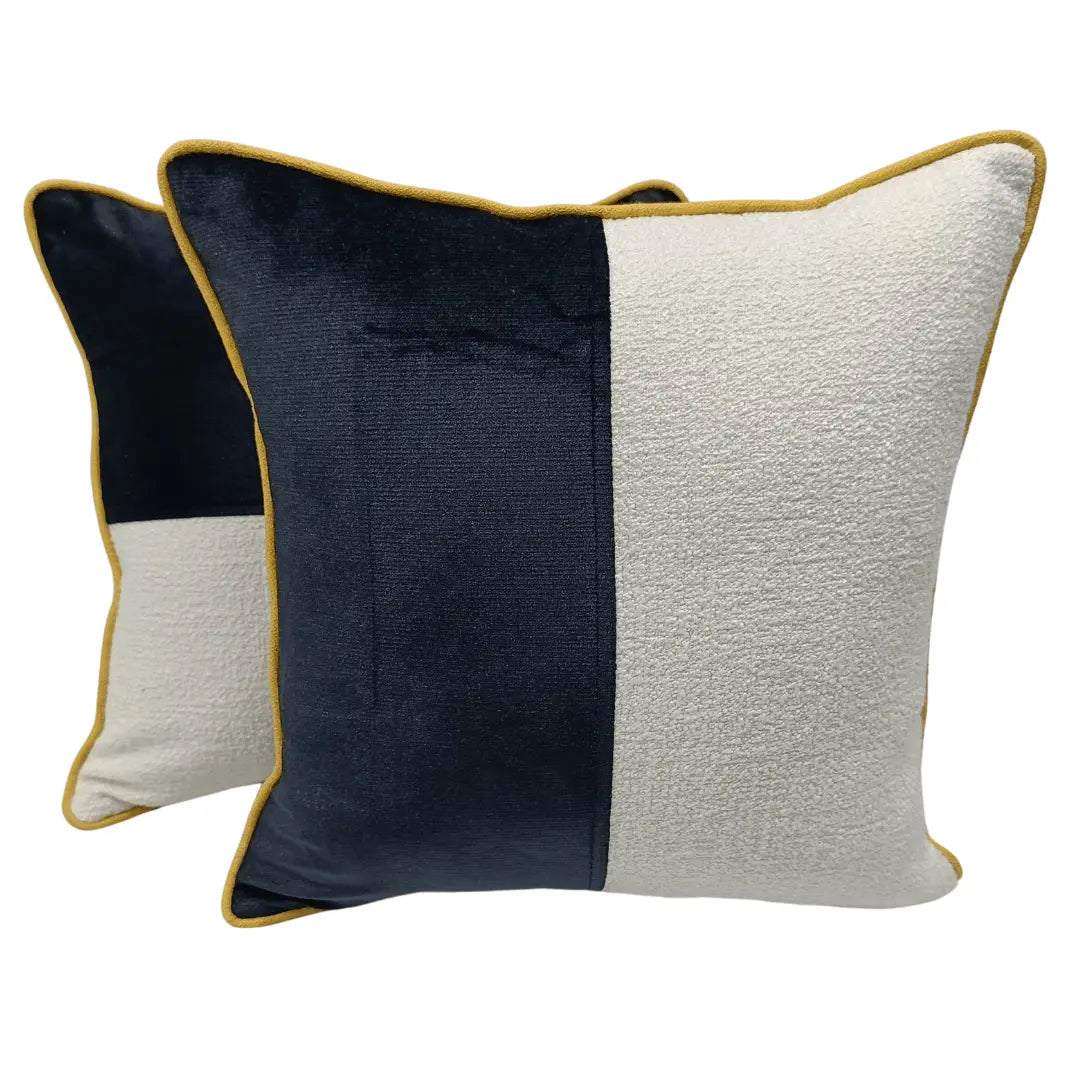 Navy & Ivory Contrast Pillow Covers (16x16, Set of 2) | ZIPCushions