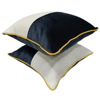 Navy & Ivory Contrast Pillow Covers (16x16, Set of 2)
