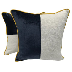 Navy & Ivory Contrast Pillow Covers (16x16, Set of 2)