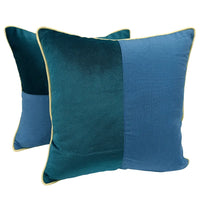 Teal & Blue Dual-Tone Pillow Covers (16x16, Set of 2)