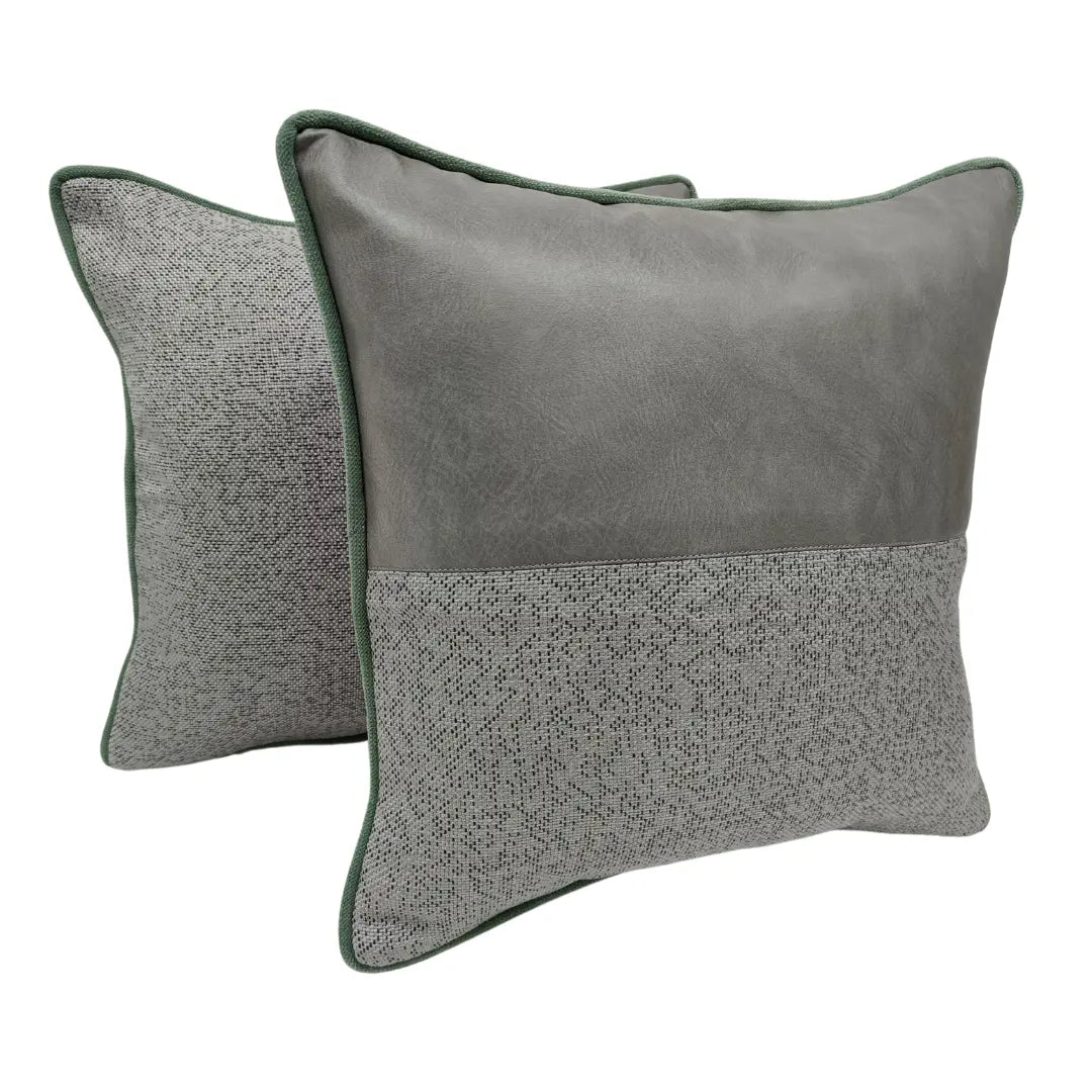 Modern Grey & Green Split Design Pillow Covers (16x16, Set of 2) | ZIPCushions