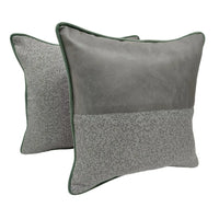 Modern Grey & Green Split Design Pillow Covers (16x16, Set of 2)