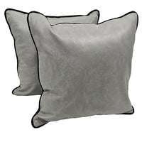 Gray Faux Leather Pillow Covers (16x16, Set of 2)