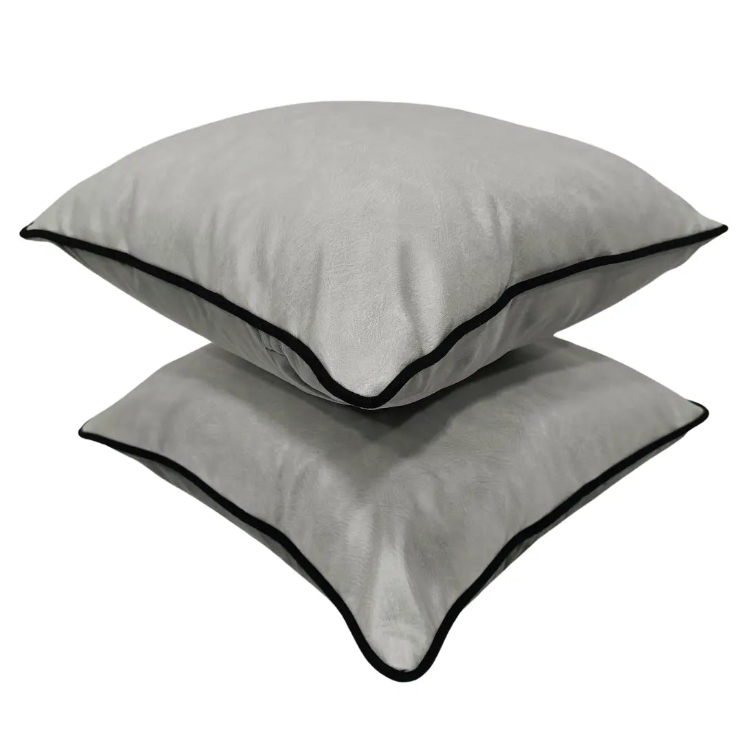 Gray Faux Leather Pillow Covers (16x16, Set of 2) | ZIPCushions - view 2