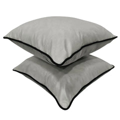 Gray Faux Leather Pillow Covers (16x16, Set of 2) - Hover Image