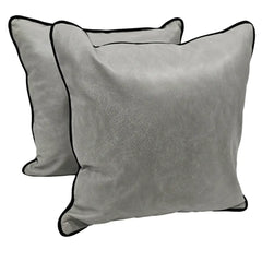Gray Faux Leather Pillow Covers (16x16, Set of 2)