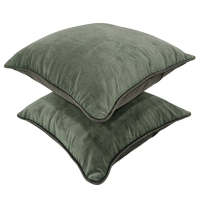 Deep Olive Velvet Pillow Covers (16x16, Set of 2) - Alternate image