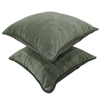 Deep Olive Velvet Pillow Covers (16x16, Set of 2)