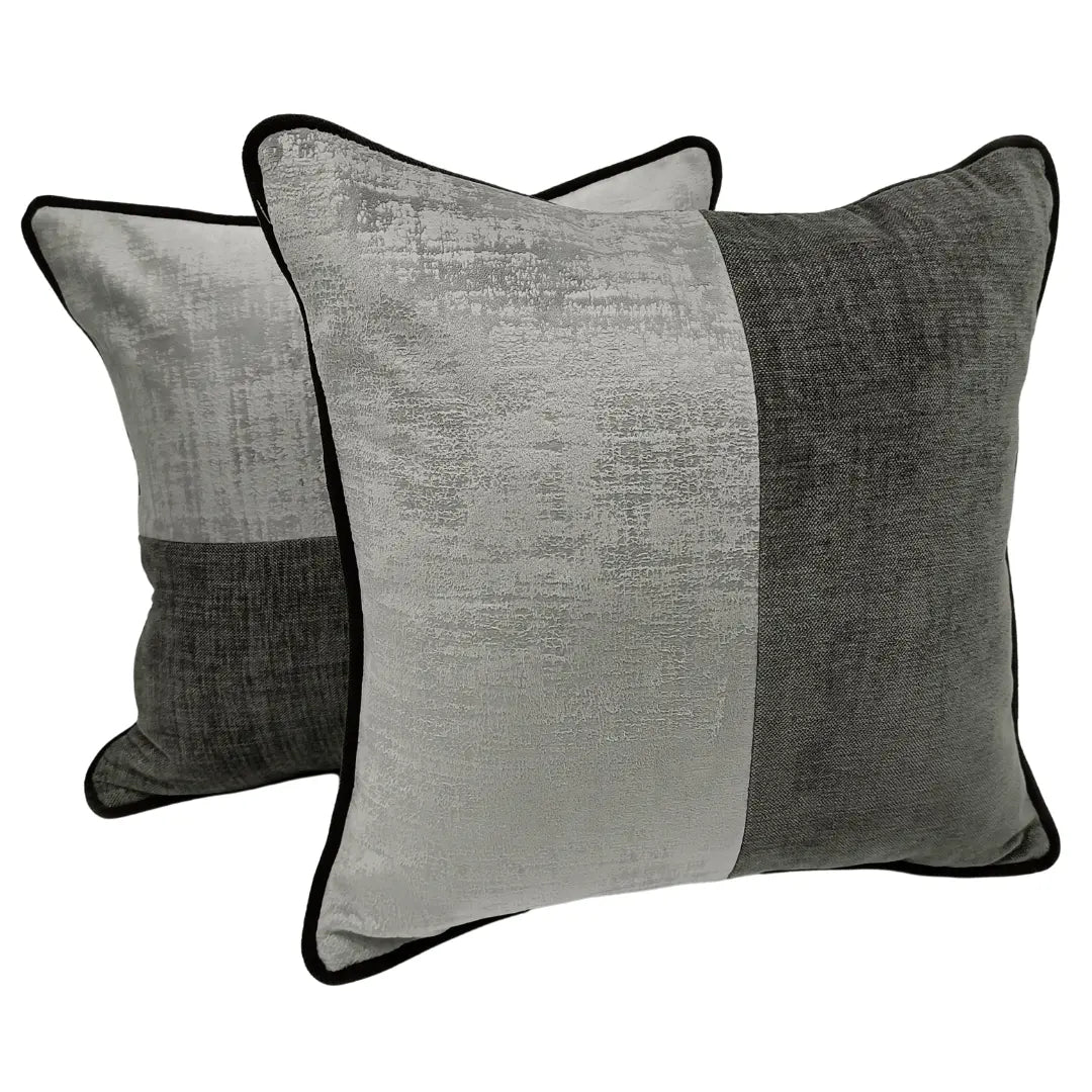 Textured Dual Tone Grey Pillow Covers (16x16, Set of 2) | ZIPCushions
