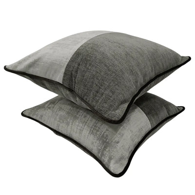 Textured Dual Tone Grey Pillow Covers (16x16, Set of 2) - Alternate image