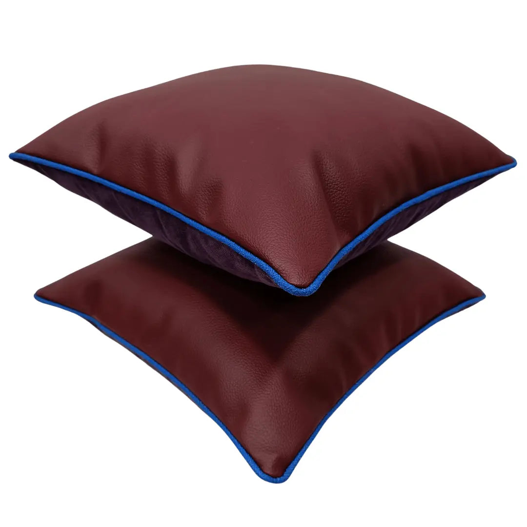 Burgundy & Purple Leather Textured Pillow Covers (16x16, Set of 2) | ZIPCushions - view 2