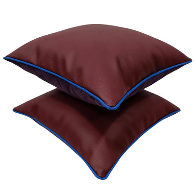 Burgundy & Purple Leather Textured Pillow Covers (16x16, Set of 2) - Alternate image