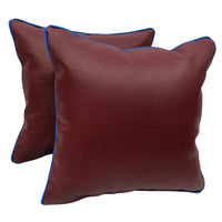 Burgundy & Purple Leather Textured Pillow Covers (16x16, Set of 2)