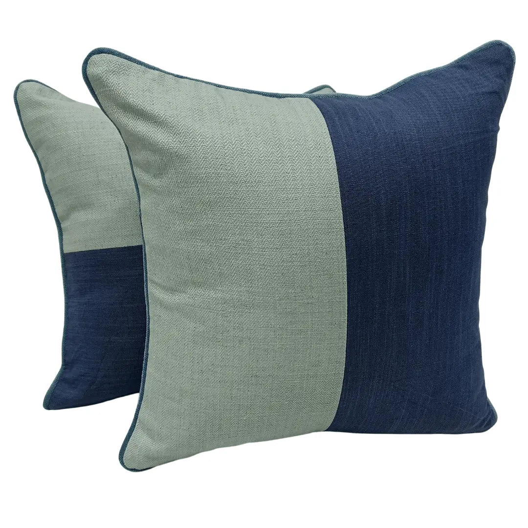 Sage & Navy Dual-Tone Pillow Covers (16x16, Set of 2) | ZIPCushions