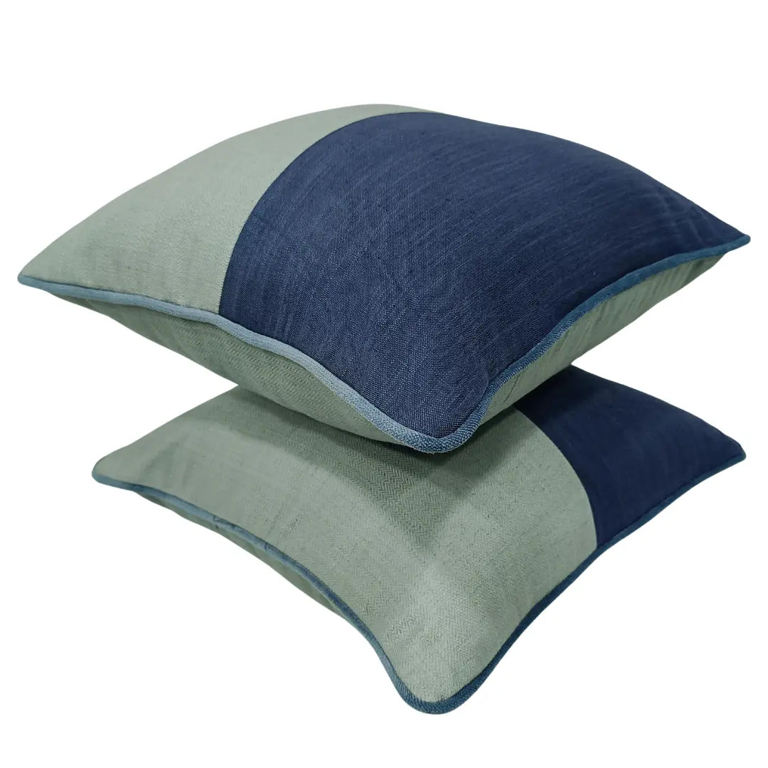 Sage & Navy Dual-Tone Pillow Covers (16x16, Set of 2) | ZIPCushions - view 2