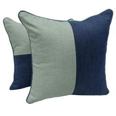 Sage & Navy Dual-Tone Pillow Covers (16x16, Set of 2)