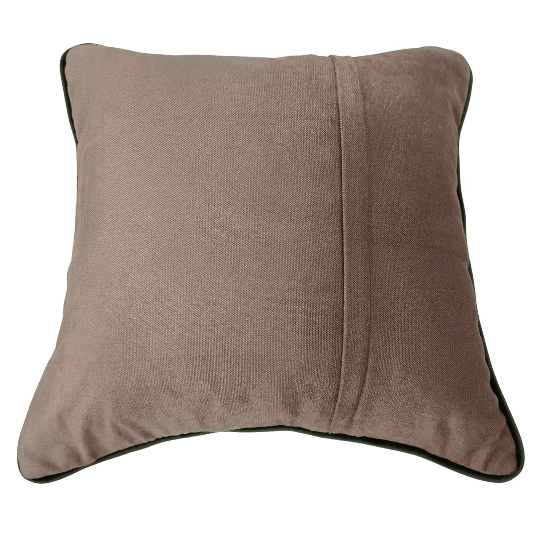 Beige Bouclé Pillow Covers with Green Piping (16x16, Set of 2) | ZIPCushions - view 3