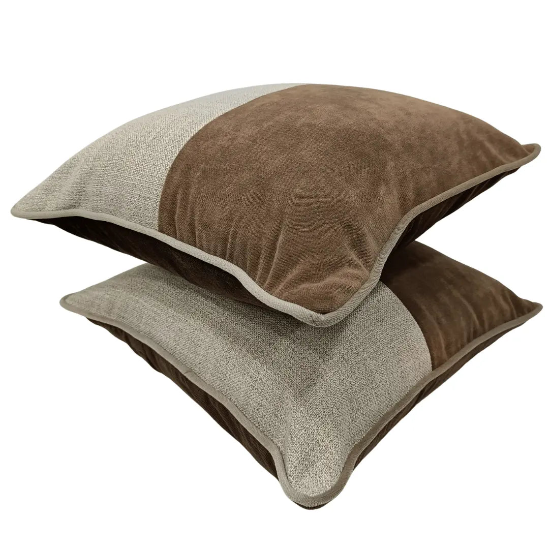 Brown & Beige Dual Tone Pillow Covers (16x16, Set of 2) | ZIPCushions - view 2