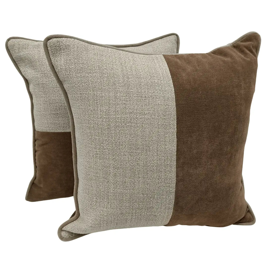 Brown & Beige Dual Tone Pillow Covers (16x16, Set of 2) | ZIPCushions