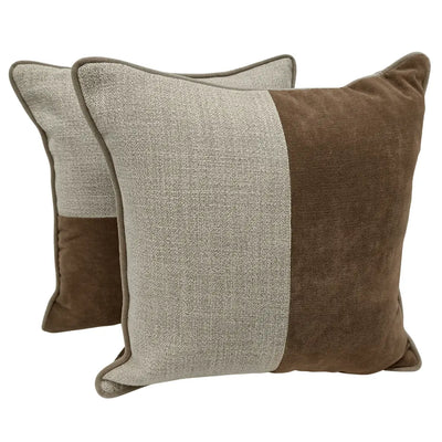 Brown & Beige Dual Tone Pillow Covers (16x16, Set of 2)