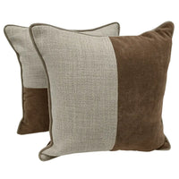 Brown & Beige Dual Tone Pillow Covers (16x16, Set of 2)