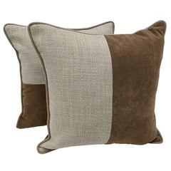 Brown & Beige Dual Tone Pillow Covers (16x16, Set of 2)