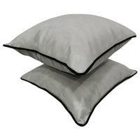 Grey Faux Leather & Chenille Pillow Covers (16x16, Set of 2)