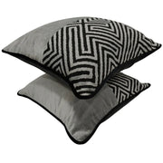 Black & Grey Geometric Pattern Pillow Covers (16x16, Set of 2) | ZIPCushions