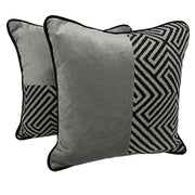 Black & Grey Geometric Pattern Pillow Covers (16x16, Set of 2) | ZIPCushions