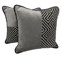 Black & Grey Geometric Pattern Pillow Covers (16x16, Set of 2)