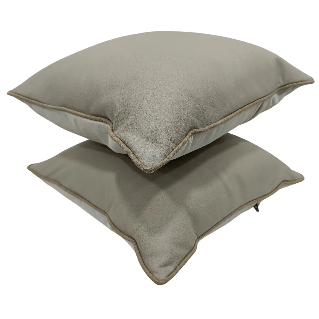 Taupe & Ivory Dual Tone Pillow Covers (16x16, Set of 2) | ZIPCushions - view 2