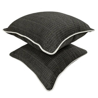 Black & White Textured Pillow Covers (16x16, Set of 2)