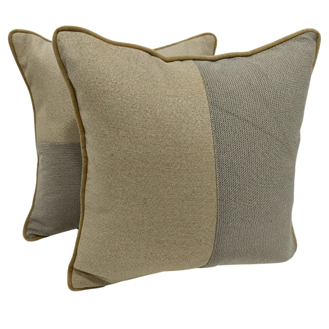 Beige & Taupe Dual Tone Pillow Covers (16x16, Set of 2) | ZIPCushions