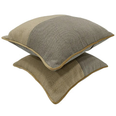 Beige & Taupe Dual Tone Pillow Covers (16x16, Set of 2) - Hover Image
