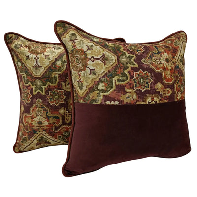 Luxe Velvet & Floral Split Design Pillow Covers (16x16, Set of 2)