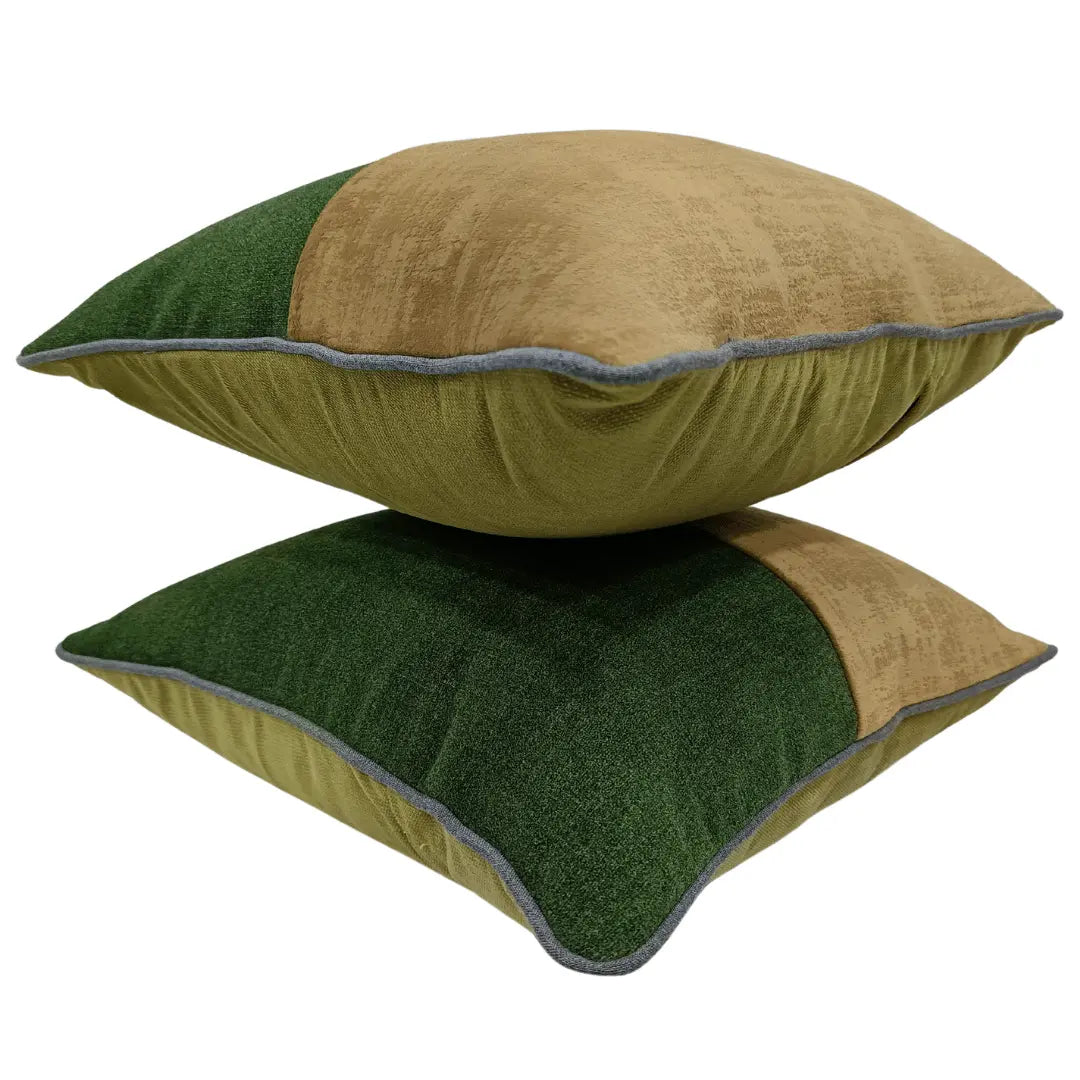 Green & Gold Dual Tone Pillow Covers (16x16, Set of 2) | ZIPCushions - view 2