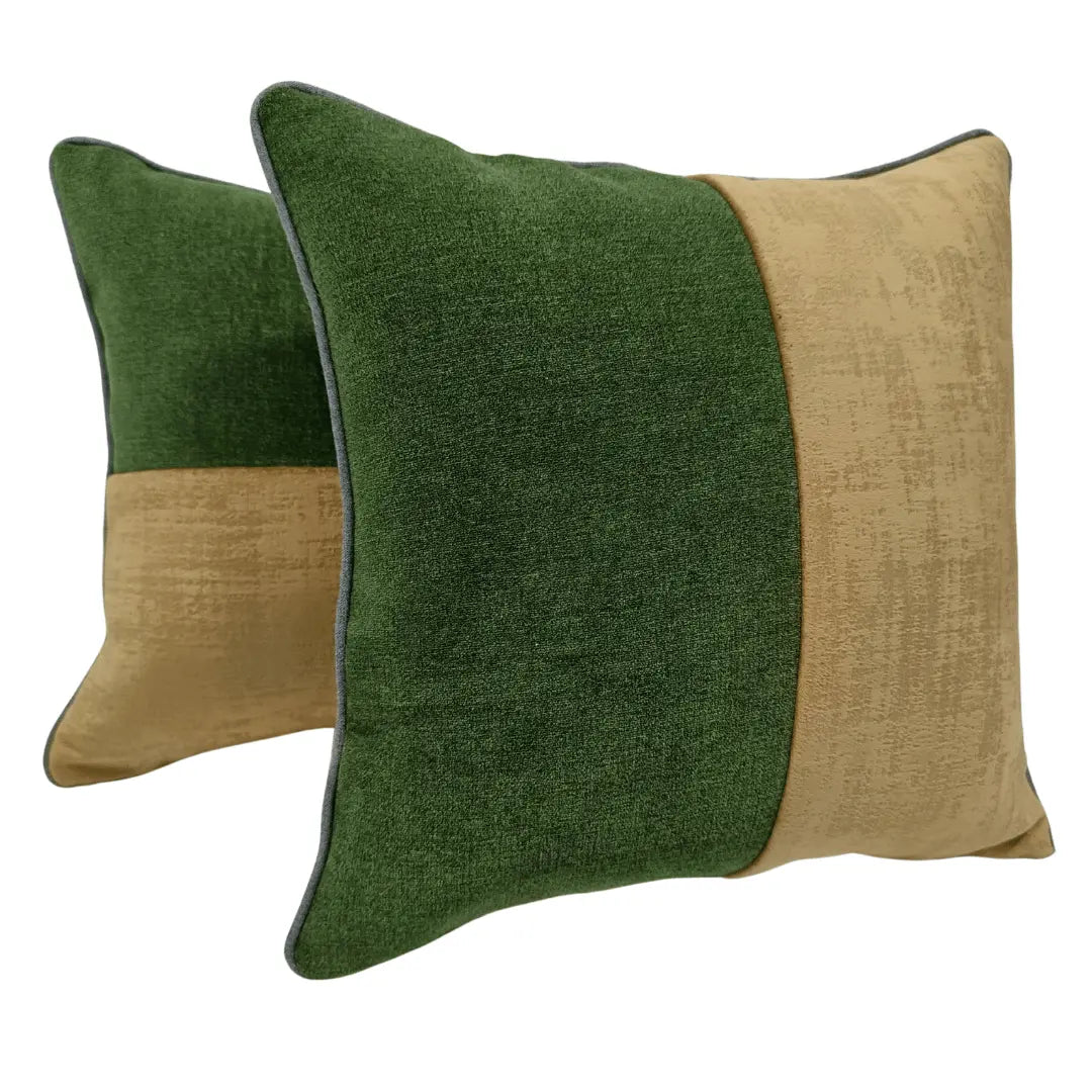Green & Gold Dual Tone Pillow Covers (16x16, Set of 2) | ZIPCushions