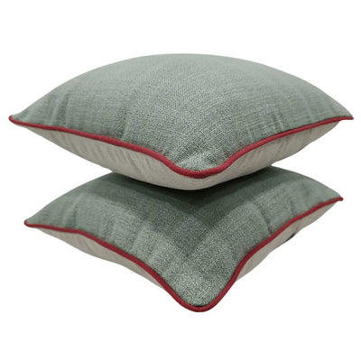 Soft Green & Beige Pillow Covers (16x16, Set of 2) - Alternate image